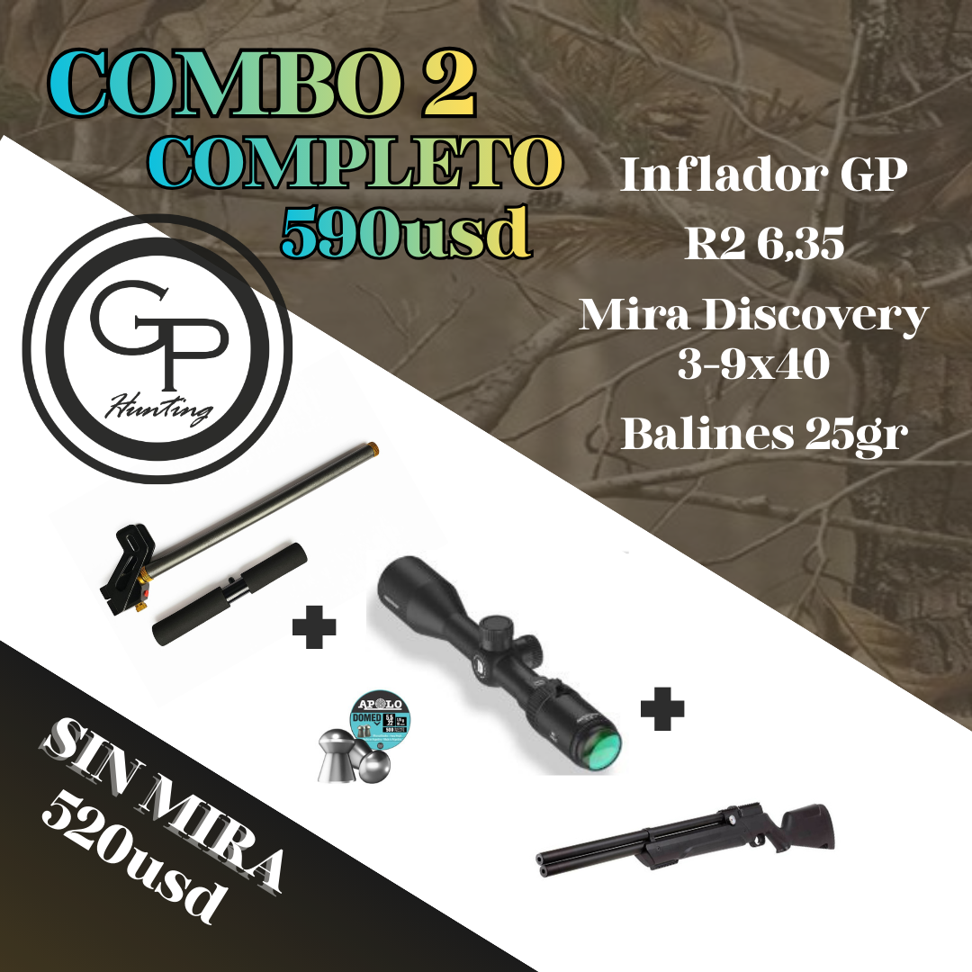 COMBO 2: R2 6,35+Inflador+Mira Discovery+Balines