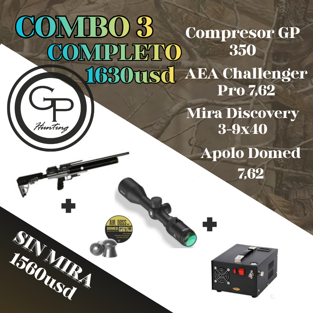 COMBO 3: AEA Challenger Pro 7,62+Compresor GP+Balines (SIN MIRA)